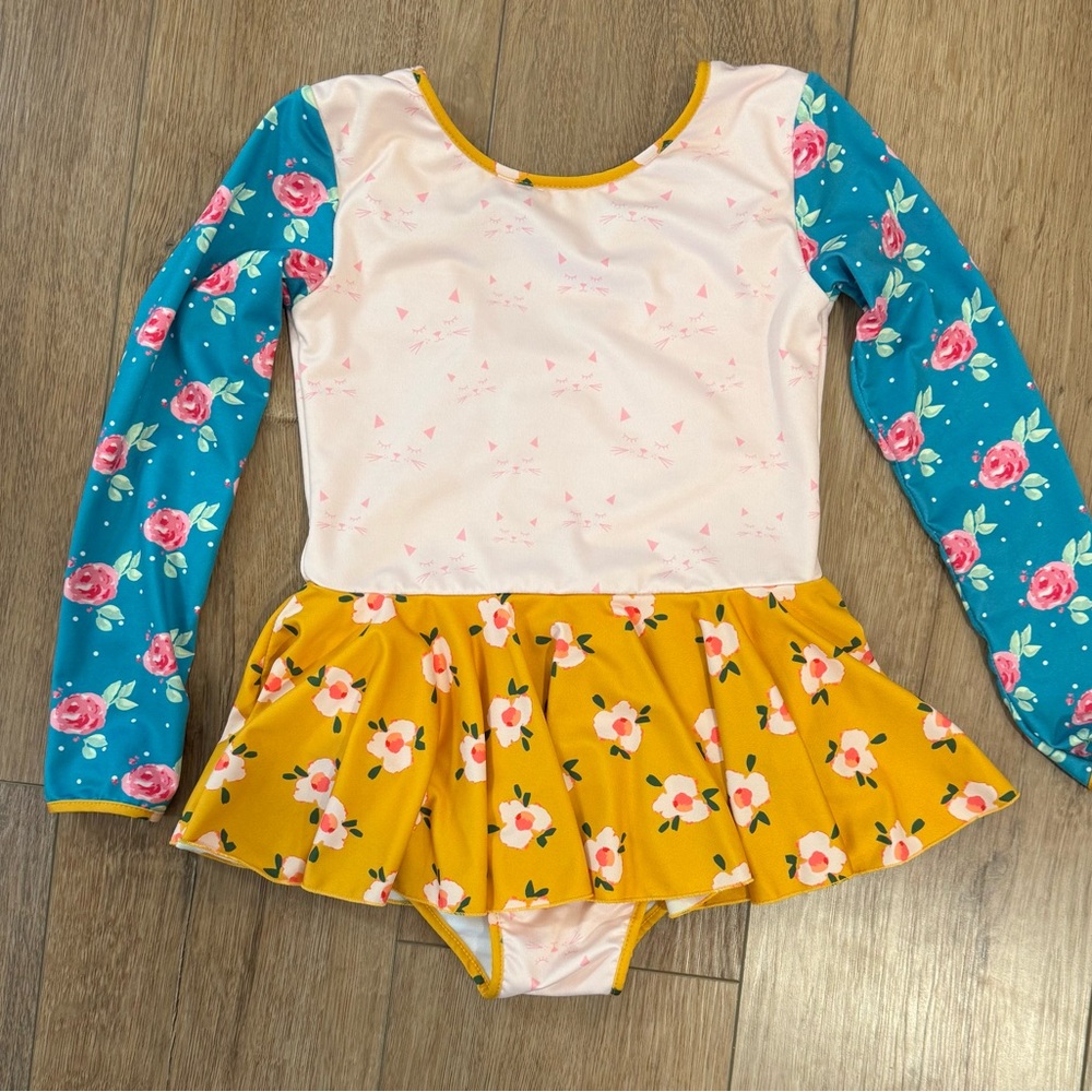 SWEETHONEY Girls Floral Skirted Long sleeve Leotard  Size 6